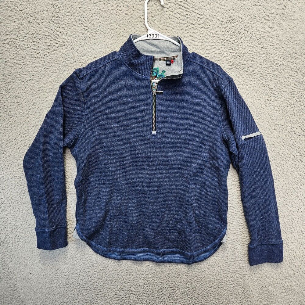 Robert Graham Sweater Pullover Mens Size Small Blue Half Zip Thermal Mock Neck‎